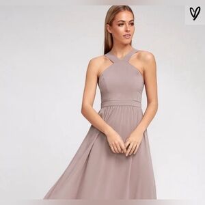 Lulus Air of Romance Taupe Maxi Dress